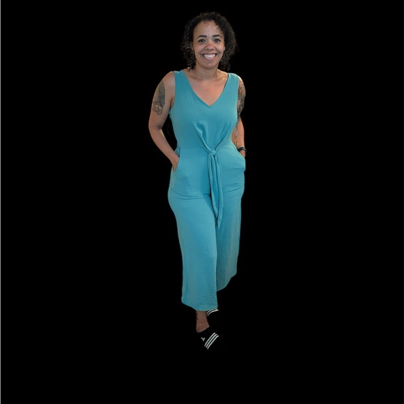 Vince Camuto Pants - Vince Camuto Turquoise Sleeveless Jumpsuit